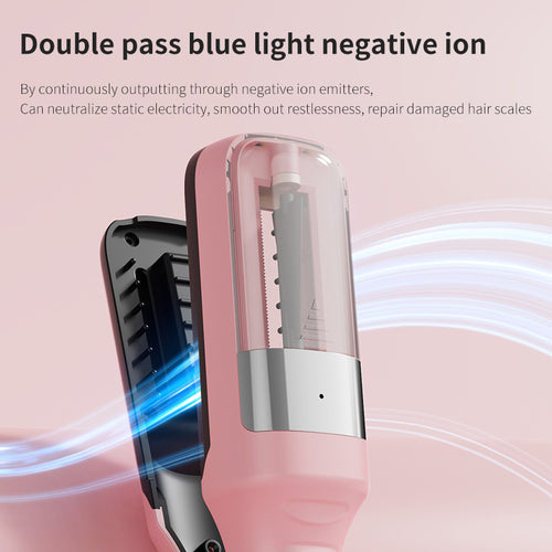 Cortapuntas eléctrico en uso sobre cabello largo, recortando puntas abiertas